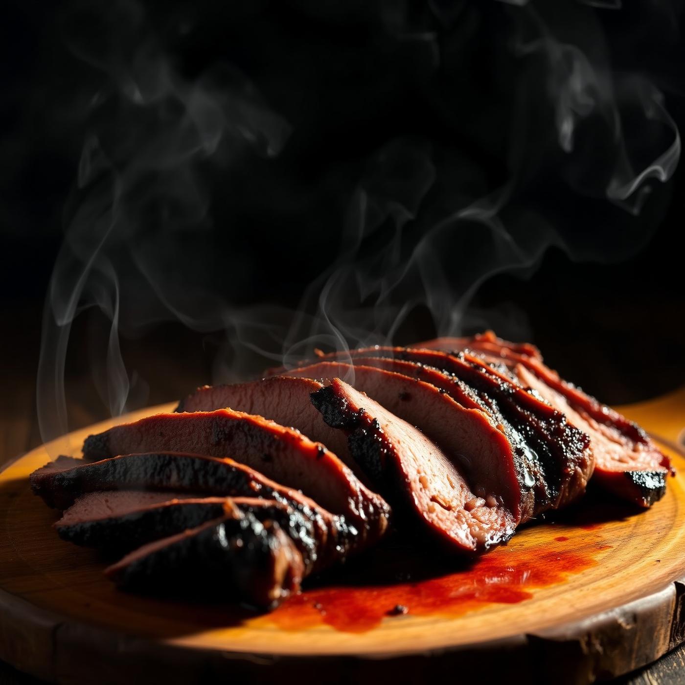 Sliced smoked brisket